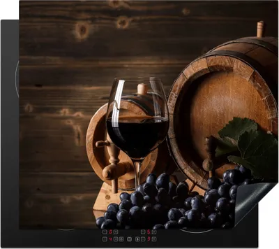 Produktbild von KitchenYeah© Herdabdeckplatte Wein - Weinglas - Weintrauben - Glas , 58x51cm, Küche Deko, Glaskeramikkochfeld Herdabdeckung, Abdeckplatte fùr Kochfeld
