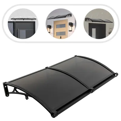 Produktbild von Regendach für Haustüren Bogen-Regenhaus für draußen, Sonnenschutz (Schwarz+Braun)