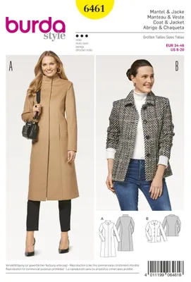 Produktbild von Schnittmuster Burda 6461 Mantel/Jacke