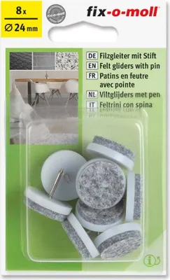 Produktbild von Filzgleiter mit Stift rund 24mm weiß fix-o-moll