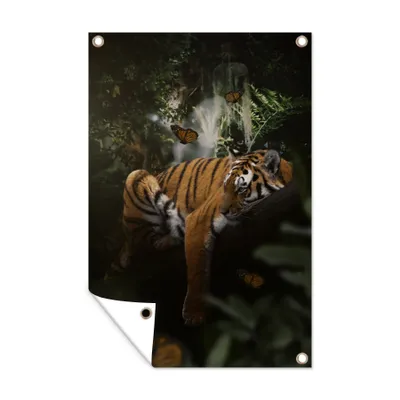 Obrázek produktu pro MuchoWow® Zahradní plakáty - Tygr - džungle - motýl - 60x40 cm - Zahradní dekorace