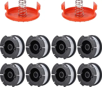 Produktbild von Fadenspulen für Black & Decker Trimmer Spulen,Trimmer Spule, Ø1.65mm,Nylonfäden 9 m Länge,Enthält 8 Ersatz-Trimmerspulen,2 Ersatz-Spulenabdeckung und 2 Ersatzfeder