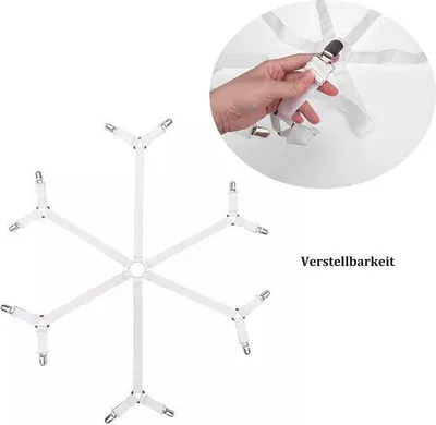 Obrázek produktu pro Nastavitelné napínáky na prostěradla s kovovými svorkami, bílé, kulaté/čtvercové