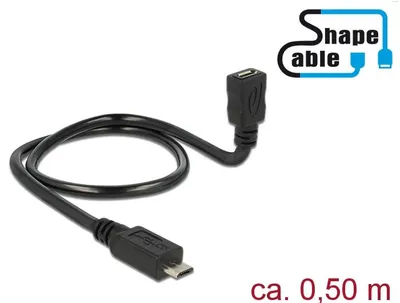 Image de Shape USB 2.0 Hi-Speed OTG Câble d'extension Micro B mâle Micro B femelle noir - Longueur : 0,50m