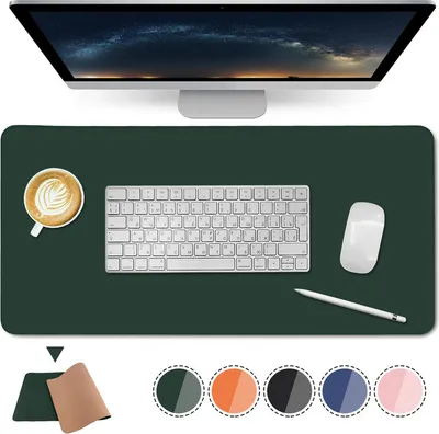 Produktbild von Schreibtischunterlage Umweltfreundliche doppelseitige Büro-Schreibtischmatte aus Naturkork und Leder Mauspad 60 * 30 cm / Dunkelgrün