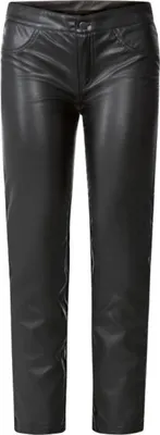 Produktbild von Esmara Damen Kunstleder Kunstleder Hose Lederoptik Stretch Schwarz mit Knopf 42
