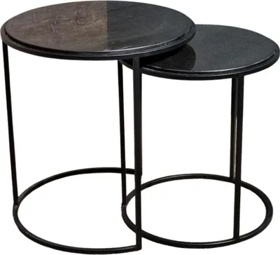 Produktbild von Beistelltische Sienna aus Marmor, 2er-Set - Schwarz