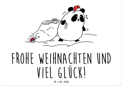 Produktbild von Mr. & Mrs. Panda tafel Panda Weihnachten DIN A3 - Weiß - Geschenk, Schild, Blechschild, Retro, Wandbild, Metallbild
