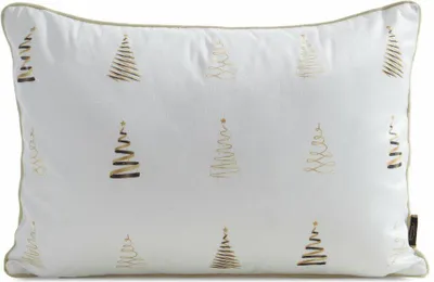 Produktbild von EUROFIRANY | Weihnachtskissenhülle - Weihnachtskissenbezug - 30 x 50 cm - Weiß Gold - Weihnachtsbaum - Weihnachts-Dekokissenbezug - Xmas