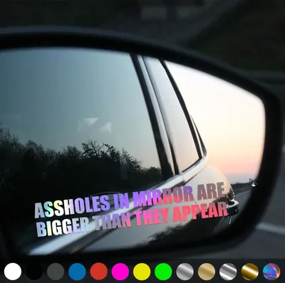Produktbild von PantherPixel Objects In Mirror Aufkleber Rückspiegel Are Bigger Sticker Auto Geschenkidee Farbe Oilslick-Hologramm