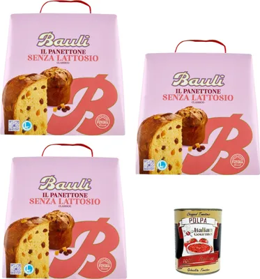 Produktbild von Italian Gourmet Il Panettone Senza Lattosio, Klassischer Italienischer Hefekuchen, Laktosefrei,3x 700g+ Italian Gourmet Polpa