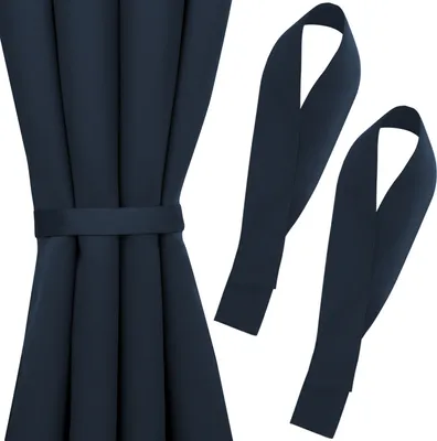 Produktbild von Blumtal Raffhalter für Vorhänge 2er-Set Dunkelblau - Vorhang Raffhalter 72x5 cm - waschbare Gardinenhalter blickdicht