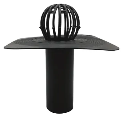 Flachdachablauf DN70 mit Laubfänger, Hart-PVC, schwarz
