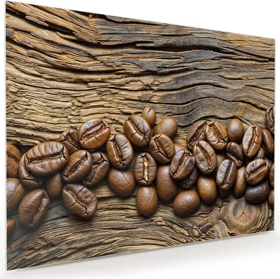 Produktbild von Glasbild 120x90cm in XXL für Wohnzimmer, Schlafzimmer Motiv Kaffeebohnen Holz