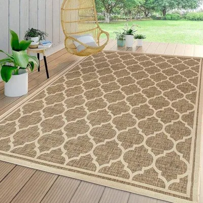 Productafbeelding van Famanu tapijt, Marokkaans ruitmotief, geweven - Bohemien, modern - Geschikt voor binnen en buiten - 150 cm - Gemakkelijk te onderhouden