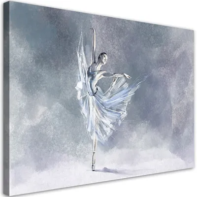 Produktbild von Leinwandbild die pirouette der ballerina 120x80 cm Feeby lila wandbild bereit zum aufhängen