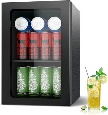 Immagine prodotto di Mini frigorifero - Raffreddatore per bevande - Raffredda le bevande - Porta trasparente - 20 litri - Nero
