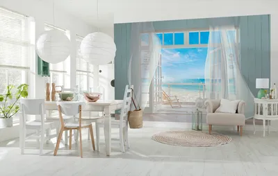 Produktbild von Komar Fototapete "Malibu", blau/weiß, 368 x 254 cm