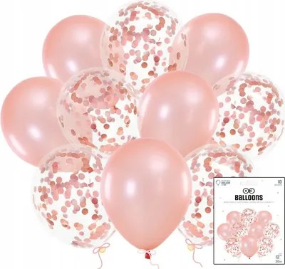 Immagine prodotto di Set Di Palloncini Con Coriandoli Rosw Oro Per Compleanno Decorazione Metallica