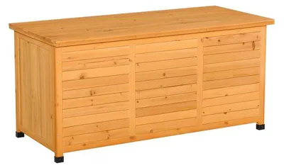 Zdjęcie produktu dla Duża skrzynia ogrodowa z litego drewna, z pokrywą, idealna na taras i do garażu, o wymiarach 127x56x60 cm