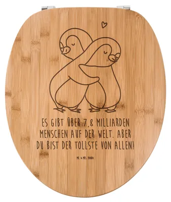 Produktbild von Mr. & Mrs. Panda WC-Brille Pinguine Kuscheln - Transparent - Geschenk, für Freundin, Toilettenbrille, Hochzeitstag, Mitbringsel, Valentinstag, Partner, WC Sitz, Deckel