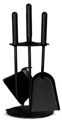 Produktbild von Kaminbesteck Set schwarz - Kamingarnitur 4-tlg. - elegantes Ofenbesteck kompakt