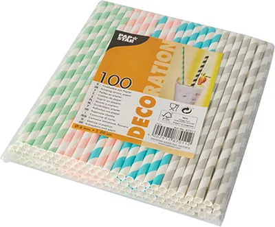Immagine prodotto di PAPSTAR 87011 Cannuccia di carta "Stripes", 200 mm, colori assortiti