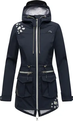 Produktbild von Marikoo Damen Softshell Outdoor Jacke Übergangs Funktions Regen Mantel mit Kapuze Ulissaa Navy Gr. 36 - S