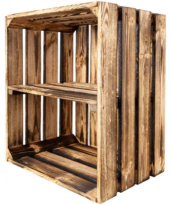 Productafbeelding van Creative Deco Gevlamde Houten Doos met Plank, 50 x 40 x 30 cm