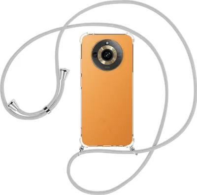 Produktbild von Handykette Backcover-Schutzhülle mit Band (Metall silberfarben) für Realme 11 5G (6.72'') - silbergrau