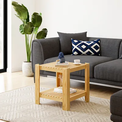 Immagine prodotto di Tavolino 'Malax' con ripiano inferiore in legno di pino 54 x 54 x 45 cm naturale