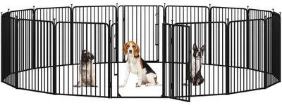 Productafbeelding van Yaheetech Puppyren, 16-delig, 80 cm hoog, puppyren met geïntegreerde deur