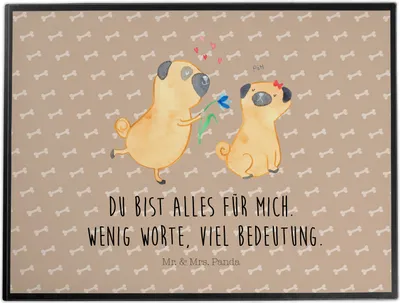 Produktbild von Mr. & Mrs. Panda schreibtischunterlage Mops Verliebt - Hundeglück - Geschenk, schreibtischunterlagen, Hund, Knuffig, Unterlage Schreibtisch, malunterlagen, Sprüche, Liebe