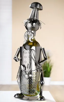 Imagen del producto de Soporte para botellas de cocina, marca "Chefkoch", metal, color plateado, unidad de venta: 2, dimensiones: 10 cm de largo, 14 cm de ancho, 36 cm de alto. Código: 65331 4009079653311