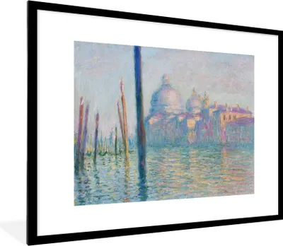 Produktbild von MuchoWow® Gerahmtes Poster Der Grand Canal, Venedig - Gemälde von Claude Monet 80x60 cm - Poster mit Schwarzem Bilderrahmen Wandposter Rahmen Foto Bilder - Schlafzimmer-Dekorationen - Fotoposter
