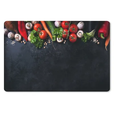 Produktbild von MuchoWow® Schreibtischunterlage Gemüse - Kräuter - Gewürze - Schwarz - Rustikal - Küche 60x40 cm - XXL Mauspad - Großes Mauspad