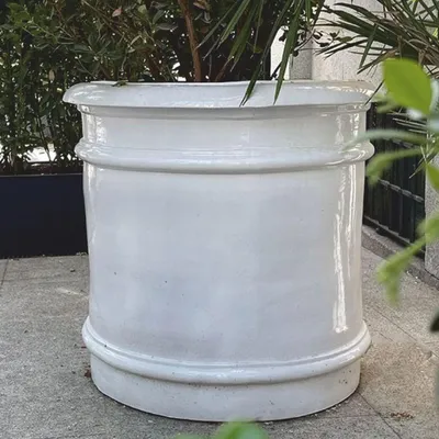Immagine prodotto di Casa Padrino vaso da fiori in Vetroceramica bianca Ø 107 x H. 100 cm - decorazione da giardino