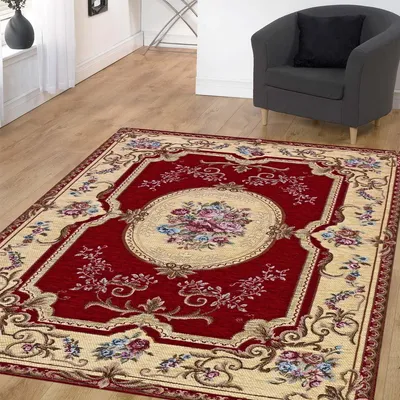 Produktbild von Rutschfester Teppich aus Samt, Modell AUBUSSON, 65 x 220 cm, rot | GalleriaFarah1970
