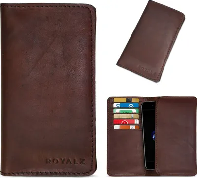 Produktbild von ROYALZ Lederhülle für Apple iPhone 8 / iPhone 7 Schutztasche Cover Etui Brieftasche Portemonnaie Ledertasche Kartenfach Tasche Leder braun