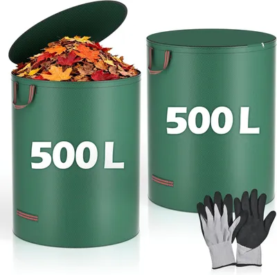 Productafbeelding van Tuinzakken met deksel, 500 liter, 2 stuks, stevig, voor tuinafval