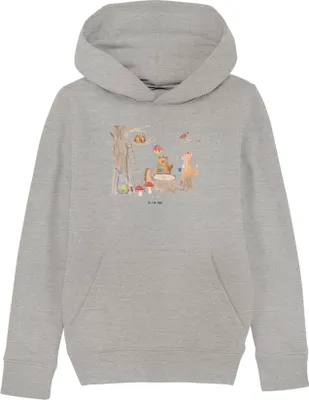 Produktbild von Mr. & Mrs. Panda Kinderpullover Waldtiere Picknick 12-14 Jahre (152/164) - Heather Grey - Geschenk, Eichhörnchen, Igel, Sweater, Sweatshirt, Kapuzenpullover, Maus, Hase