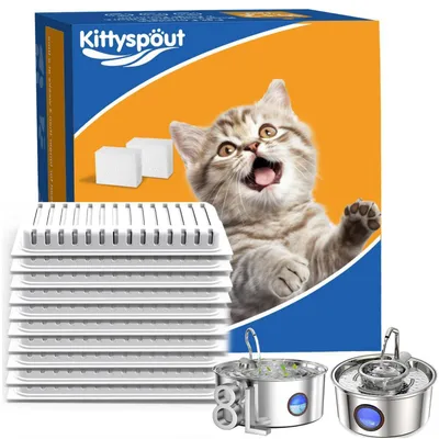 Zdjęcie produktu dla Zestaw filtrów Katzenbrunnen, 10 sztuk + 2 gąbki, do fontannki do picia o pojemności 8 litrów