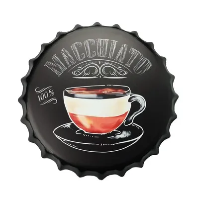 Produktbild von Flaschendeckel Macchiato Coffee - Retro Bierdeckel - Vintage Bierdeckel - Mancave Bierdeckel - Bierdeckel Dekoration - Bierdeckel Wanddekoration