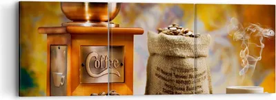 Produktbild von Bild auf Leinwand - Leinwandbild - Kaffee Körner Mühle Tasse - 90x30cm - Wand Bild - Wanddeko - Leinwanddruck - Bilder - Kunstdruck - Wanddekoration - Leinwand bilder - Wandkunst - CA90x30-2592