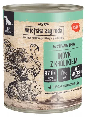 Obrázek produktu pro Wiejska Zagroda Indyk z królikiem mokrá krmiva pro psy 800g