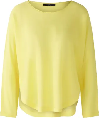Produktbild von Oui Pullover Gelb Größe 38 Oversized mit Rollkante am Rundhalsausschnitt und Schlitzen am Saum