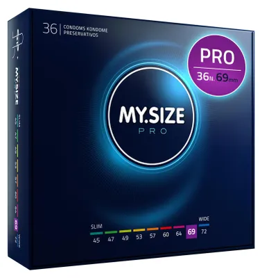 Immagine prodotto di MY.SIZE PRO Preservativi Elite taglia 7, 69 mm, XXL, 36 Pezzi, vestibilità perfetta e dimensioni adatte a tutti