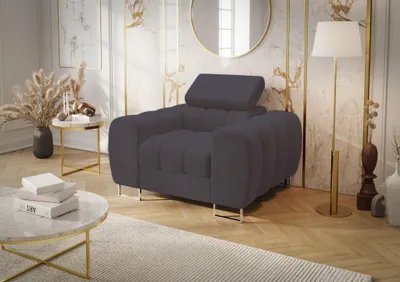 Productafbeelding van Design fauteuil BASTIEN, bekleding: stof, kleur: donkergrijs