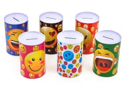 Produktbild von Metallspardose mit Smileys MIX 13 x 8 cm
