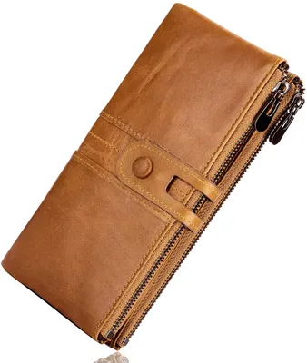 Produktbild von Vintage Geldbörse Damen Leder Gross, Schutz Damen Portemonnaie Groß Viele Fächer, Geldbeutel Damen Gross mit 13 Kartenfächer mit Handyfach, Groß